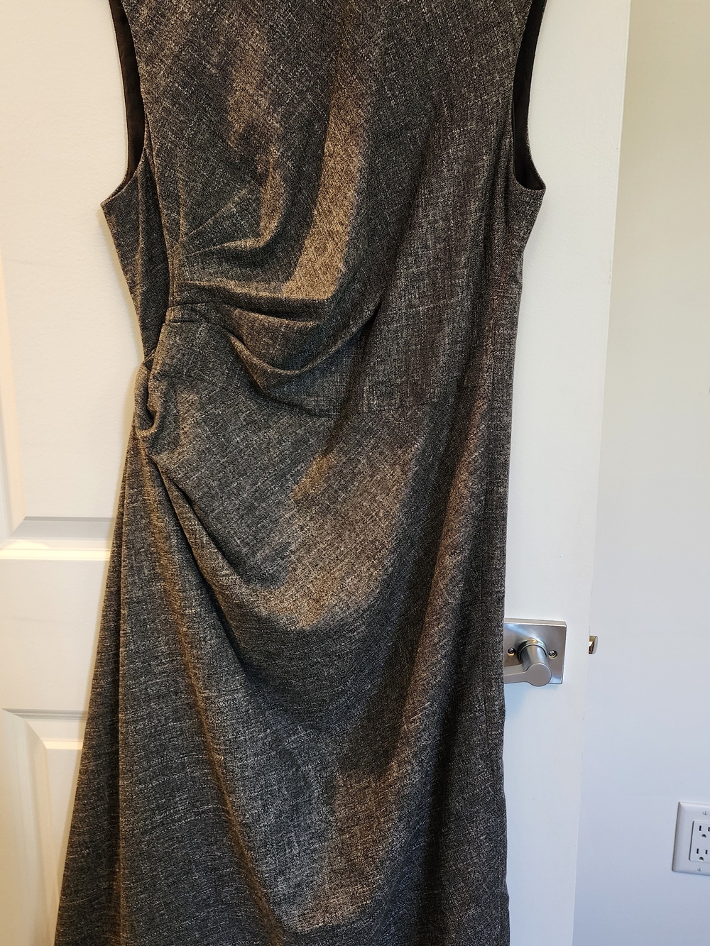 NWOT MM Lafleur Heathered Gray Midi Dress with Draped Side